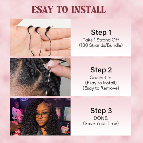 Alididi Mini Knots Burmese Curly Crochet Human Hair 18 Inch, 100 Strands, Knotless & Reusable
