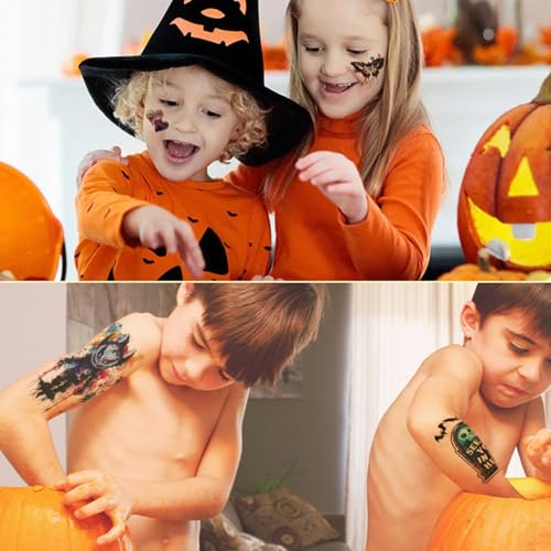 Halloween Temporary Tattoos, 36 Sheets Large Realistic Tattoos for Kids & Adults, Party Decoration Tattoos