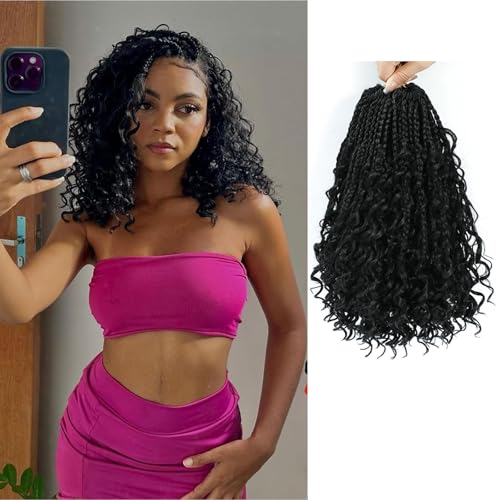 FIRSTCYH HAIR Boho Crochet Box Braids 8 Inch 1B - 8 Packs for Black Women