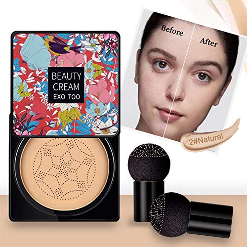 Mushroom Head Air Cushion CC Cream Foundation, Moisturizing BB Cream, Long Lasting Matte Concealer with Mushroom Head Sponges