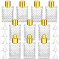 Zhehao 10 Pcs 100ml 3.4 oz Glass Perfume Bottles Refillable Fine Mist Atomizer Spray Bottle with 10 Funnel Filler Empty Portable Perfume Atomizer Clear Essential Oil Container with Sprayer (Gold)