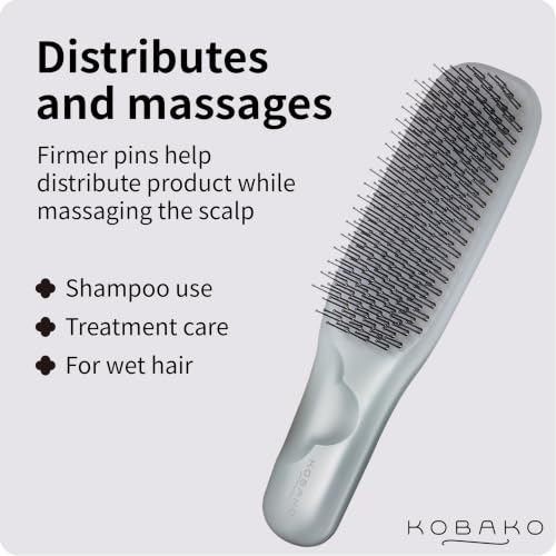 In-Bath Wet Hairbrush with Scalp Massage Pins - Compact Japanese Design