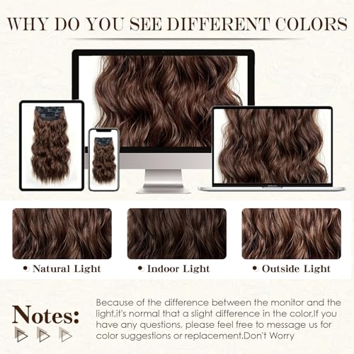 22 Inch Wavy Clip-In Hair Extensions Set - Synthetic, Heat-Resistant, 4PCS, Natural Look