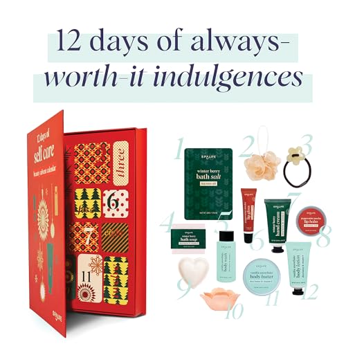 SpaLife Holiday 12-Day Beauty Advent Calendar ? Travel-Friendly Skincare ? Gift Set ? 12 Days of Self-Care Spa Set ? Body Care Skin Care ? SpaLife Holiday Stocking Stuffer