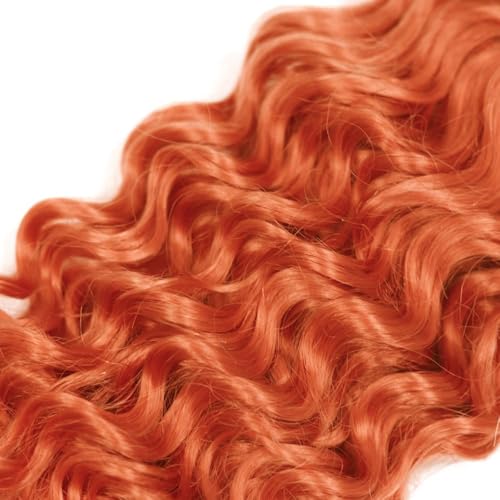 Cklikeb #350 Orange Deep Wave Human Hair Bundles 12 14 16 Inch – 3 Pack, 300g
