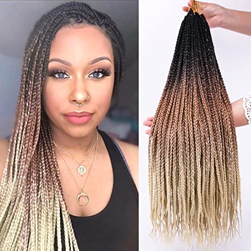 Pre Loop Goddess Box Braids Crochet Hair - Ombre Golden Blonde 24 Inch - T1B/27/613# - 6 Packs