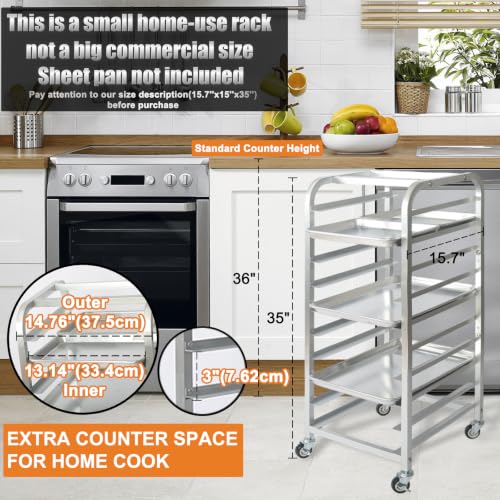 10-Tier Sheet Pan Rack with Wheels for Home Use - Adjustable Aluminum Bakeware Organizer