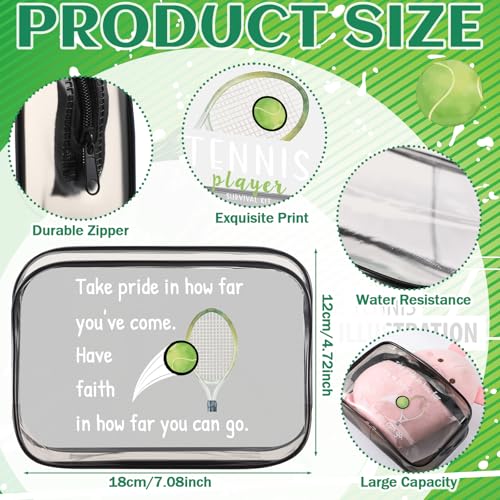 Kacctyen 12 Pcs Tennis Gifts Cosmetic Makeup Bag 7 x 4.7 x 2.4 Inch Tennis Travel Bags Toiletry Pouch for Women Purse Clear PVC Cheer Case Toiletry Zipper Pouch Bulk Gifts Accessories for Team Party