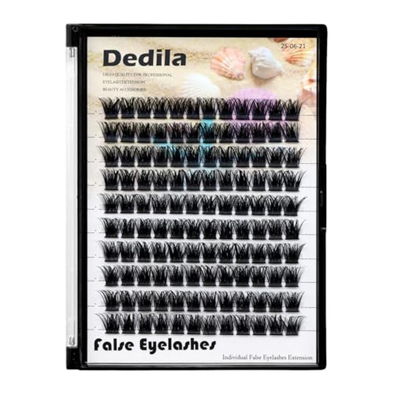 120 Clusters Individual False Eyelashes Wide Stem D Curl Handmade Dramatic Black Soft and Light 5D Volume Eye Lashes Extensions Thick Base Women Girls Beauty Tools (14mm)