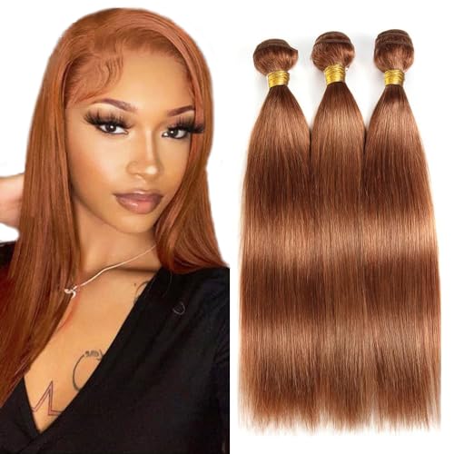 AiPliantfis #30 Light Brown Straight Human Hair Bundles - 3 Pack 12-34 Inch Variation of THIS listing