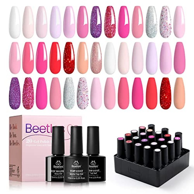 beetles Gel Polish Nail Set 20 Colors Dreamy Town Collection with Blooming Gel