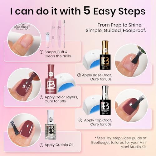 Beetles Cozy Elegance Gel Nail Polish Kit with UV/LED Light, 12 Colors, Manicure Set