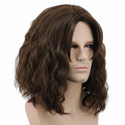 Men's Fluffy Short Curly Brown Wig 61cm Cosplay Halloween Party