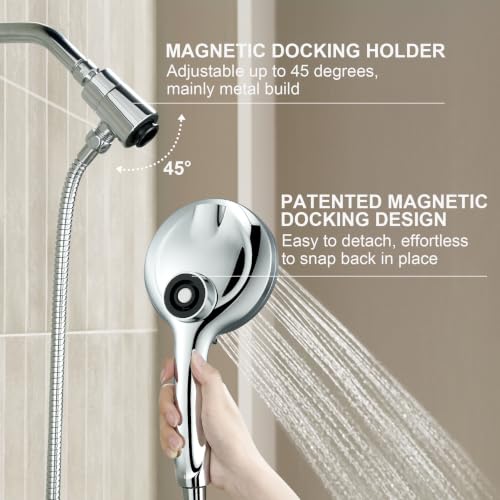 Lava Odoro Handheld Shower Head with Magnetic Dock Chrome - 9 Modes & 72-Inch Hose