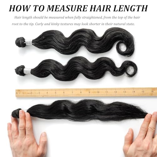 Goodear 24 Inch Black Synthetic Body Wave Hair Extensions - Pack of 3, 100g Each, 1B#