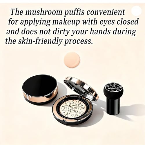 Glow Foundation, Foundation for Older Women - Mushroom Head Air Cushion CC Cream BB Cream, Moisturizing Long Lasting Full Coverage Concealer, Warm Tone for Light/Medium Complexions(2)