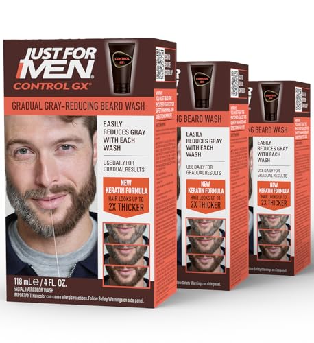 Beard Wash - Gradually Reduces Grey, Natural Look, 4 Fl Oz Pack of 3