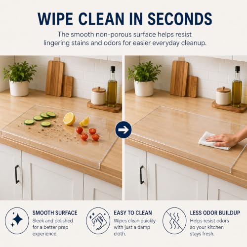 Wesiti Clear Acrylic Cutting Board with Counter Lip - 30 x 20 Inches, Medium