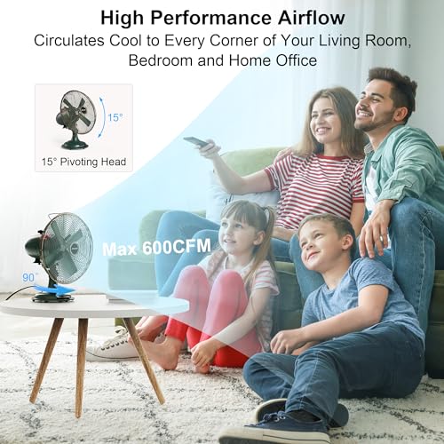 AMACOOL Vintage Metal Oscillating Fan - Dark Green Retro Tabletop Fan
