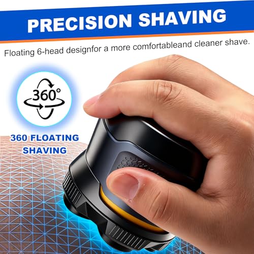 Magnetic 6-Blade Head Shaver Replacement Heads for 6D Electric Razors - Black 4PCS