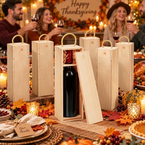 Suzile Light Brown 12-Piece Wooden Wine Box Set Gift Holder for Bottles