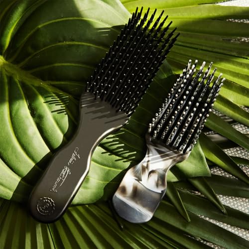 Black Felicia Leatherwood Detangler Brush for Kinky, Curly & Straight Hair – Pain-Free Tangle Tool