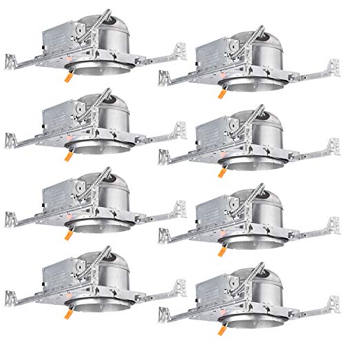 8-Pack 6 Inch Shallow Recessed Lighting Housing for New Construction - IC Rated, Airtight