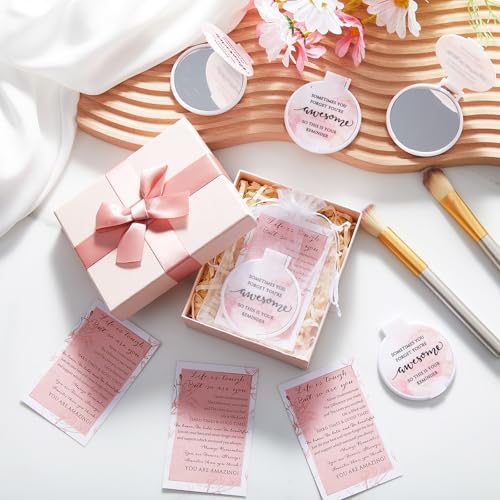 Cinnvoice 50 Set Inspirational Compact Mirrors for Women - Pink Marble Variation