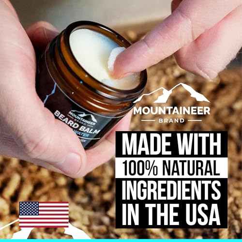 Mountaineer Brand Natural Beard Balm with Smokey Bourbon Scent | Scents Inspired by Nature | Beard Butter for Men | Leave in Condidtioner | Hydrates, Softens and Tames | Made in West Virginia | 2oz