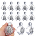 KOMI 12PCS Glass Holy Water Bottle 0.5 floz Mini Holy Water Container with Embossed Divine Mercy Jesus Christ Religious Empty Travel Bottle Church Catholic Gifts