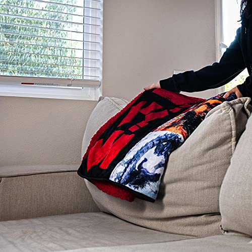 Godzilla Movie Poster Plush Throw Blanket - Oversized Cozy Sherpa Fleece 76x54 Inches