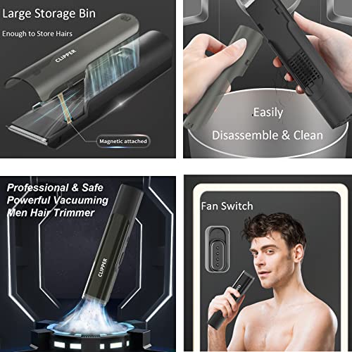 Black Automatic Vacuum Hair Clippers for Men - Professional Haircut Kit
