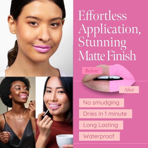 Aromi Baby Pink Matte Liquid Lipstick - Light Pink Lip Color for Women, Long-lasting, Velvety Finish, Waterproof, Vegan, Handmade (Baby Pink) | Baby Pink Lip Color, Matte Finish, Long-lasting, Long Wear, Light Pink Color