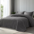 Bedsure Oversized King Quilt Set Grey - Lightweight Basket Weave Pattern Bedding