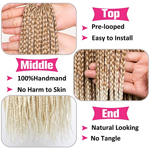 18 Inch Ombre Blonde Knotless Box Braids Crochet Hair 8 Packs - Medium Synthetic Extensions