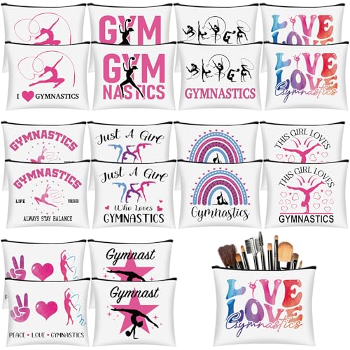 20 Pcs Gymnastics Gift Makeup Bags for Girls - Inspirational Canvas Storage Set Variation of THIS listing