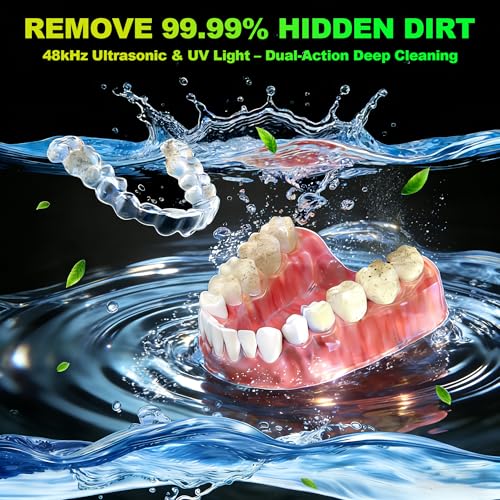 Ultrasonic Retainer Cleaner Machine 48kHz - Deep & UV-C Disinfection