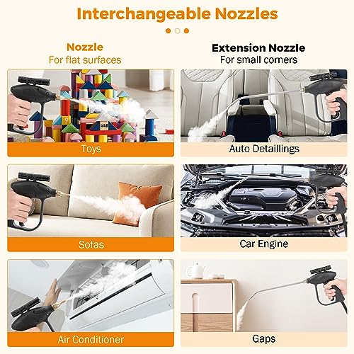 High Pressure Car Steam Cleaner for Auto Detailing - Handheld Steam Cleaner