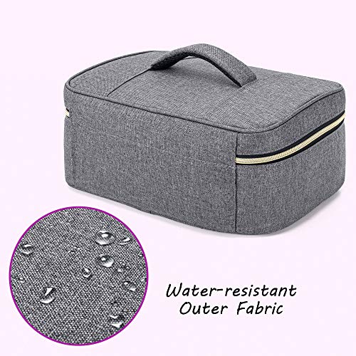 CURMIO Essential Oil Storage Case for 40 Bottles (5ml-30ml), Essential Oils Organizer Case with 2 Detachable Visible Pouches and Portable Handle, Patented Design, Gray (Bag Only)