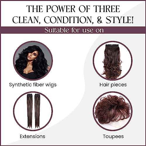 Wig Care Set with Non-Static Shampoo Conditioner & Spray - Synthetic & Human Hair
