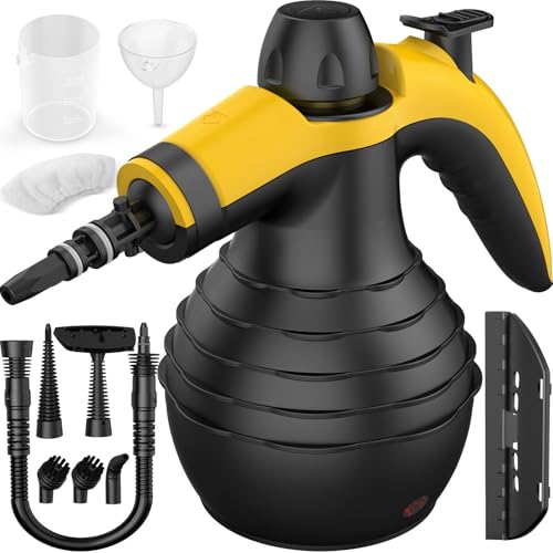 SteamWise Black Handheld Steam Cleaner with 10 Accessories, Safe Multi-Purpose Home & Car Steamer