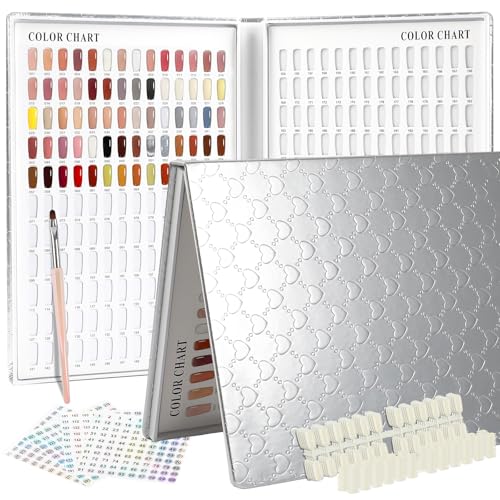 Silver 308 Colors Nail Polish Swatch Book with Tips & Brush - Salon Display