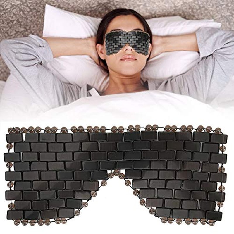 Jade Stone Eye Mask, Cooling Eye Mask Sleep Masks Eye Treatment for Puffy Eyes Dark Circles Jade Mask for Sleeping Masks Soothe Eye Fatigue(Obsidian)