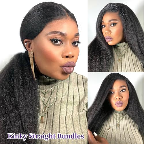 18 Inch Kinky Straight Human Hair Bundles - Unprocessed Brazilian Virgin Hair