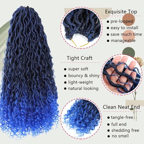 Alimiriam Blue River Locs Crochet Hair 22 Inch Boho Goddess Faux Locs, 8 Packs for Black Women