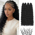 Flvaco Deep Wave Crochet Hair 14 Inch 100 Strands 1B - Feather Light, Natural Look