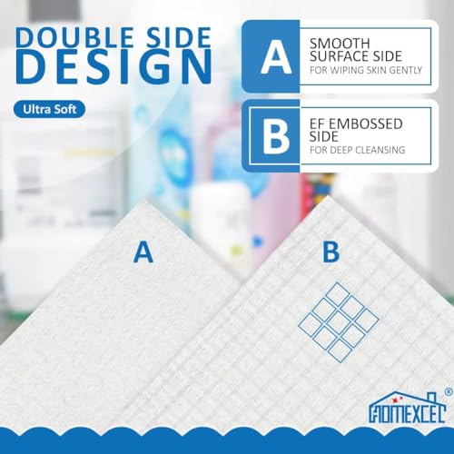 HOMEXCEL Disposable Face Towels Pack of 6, Ultra Soft & Absorbent, 600 Count