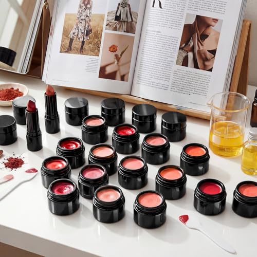 Honeydak 24 Pack Small Black Glass Cosmetic Jars with Lids - 0.7 oz Travel Containers