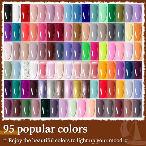 100PCS Gel Nail Polish Kit - 95 Colors + No Wipe Base & Top Coat - Variation 01