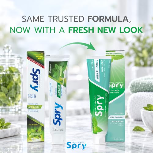 Spearmint Xylitol Toothpaste with Fluoride - Natural Anti-Cavity 5 oz 3 Pack